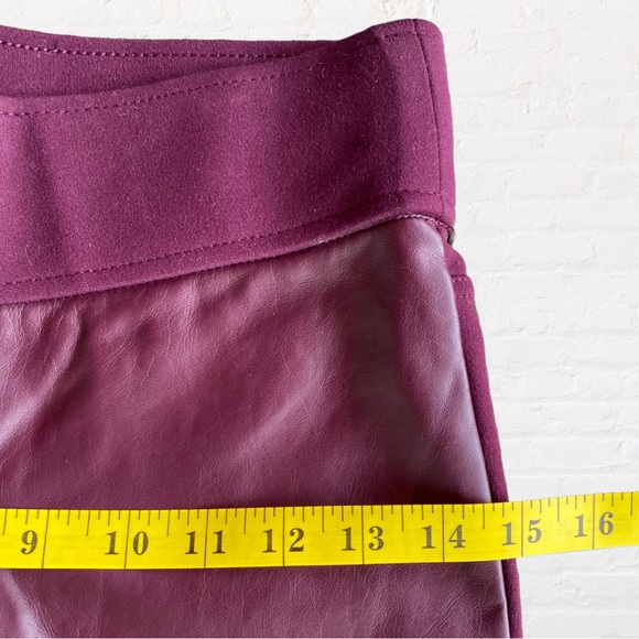 Club Monaco Burgundy Tasha Faux Leather Front Knit Back Skinny Leggings Size 00 - Picture 5 of 10